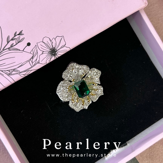 Sage Petal CZ Ring