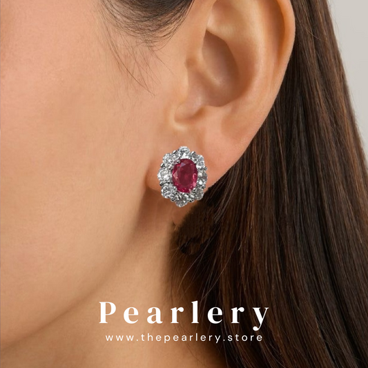 Celeste Crimson Studs
