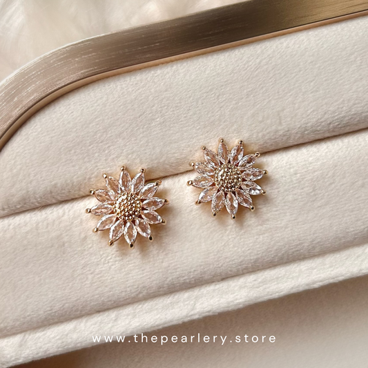 Amber Bloom CZ Studs